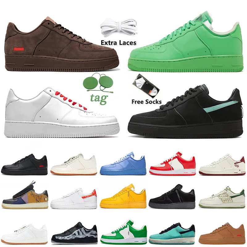 2023 Top Quality Designer Casual Chaussures AF1S Femmes Hommes Plate-forme Baskets Tiffany Triple Blanc Noir Baroque Marron Université Bleu Jaune Baskets de sport originales