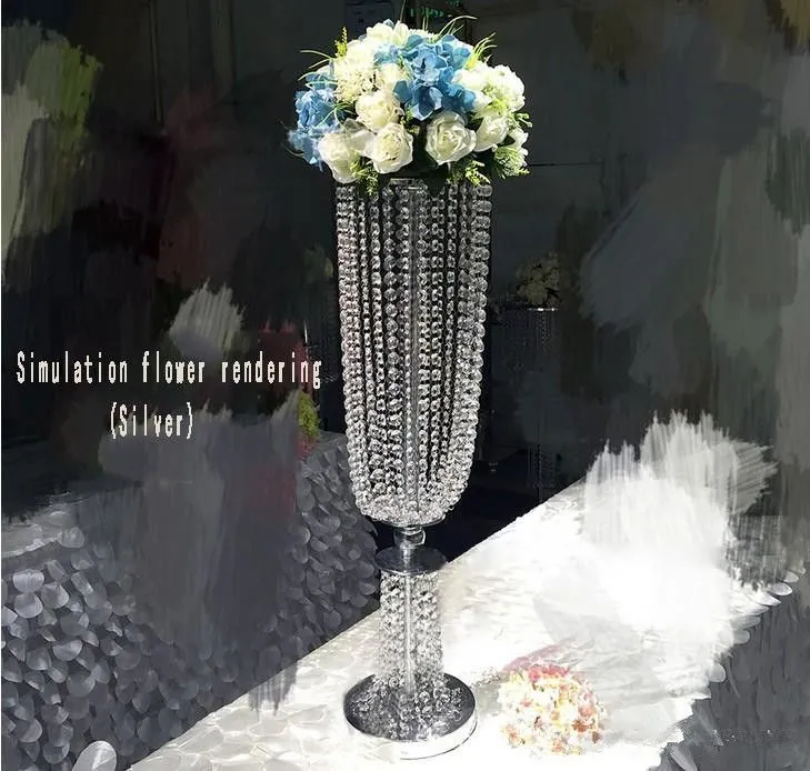 Crystal Beaded Chandelier Centerpiece Riser Top Candle Floral Plate Wedding Decoration T table Decoration Centerpieces for 11 Event