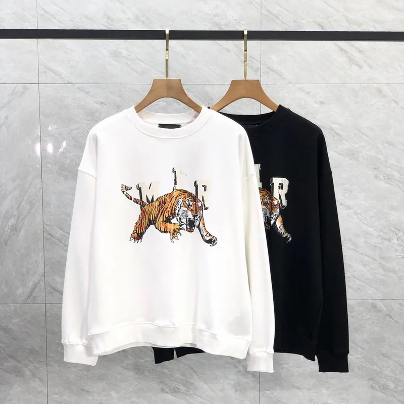 Felpa con cappuccio da uomo stile USA Plus Size Tiger Flaw Print Felpa da skateboard multicolore High Street in cotone oversize moda autunno inverno