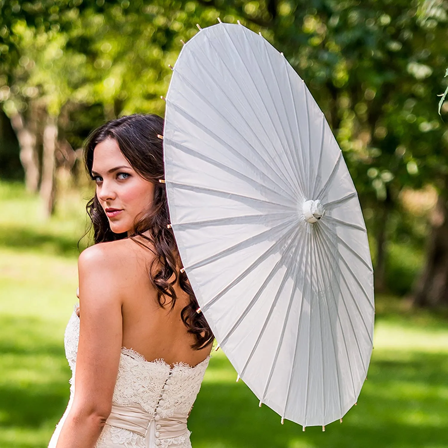 Ombrello Da Sposa Pagoda Sarah - Nero, 90 Cm Diametro, Impermeabile, Con Stecche In Fibra Di Vetro