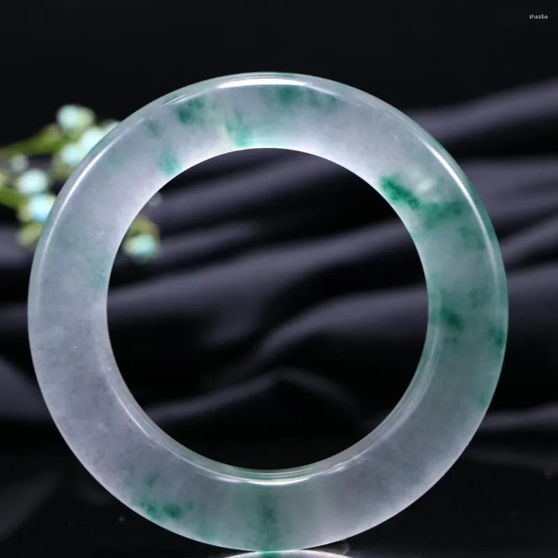 Bangle echte Myanmar Jadeite Floating Flower Jade Round Bracelet Women Fine Jewelry High Grade A Birma Jades Bangles