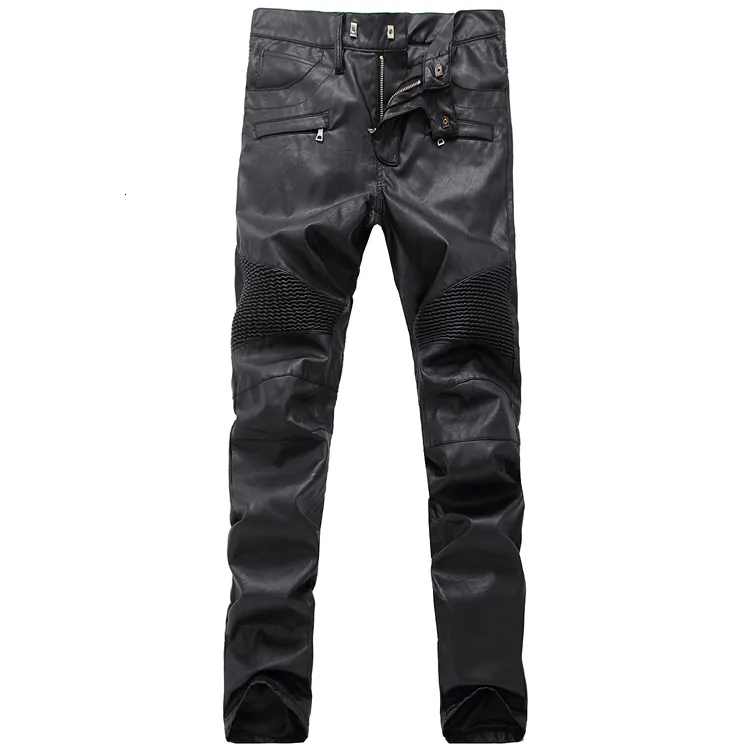 Winter Black Leather Mens Pants Size Trendy, Windproof, Slim Winter Black Leather Mens Pants Size Trendy, Windproof, Slim