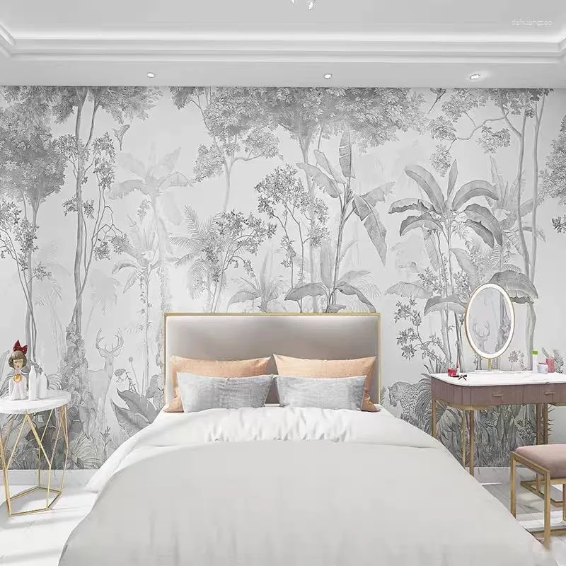 Fonds d'écran personnalisés toute taille forêt tropicale papier peint peintures murales pour fond de chambre 3d autocollants muraux décor à la maison