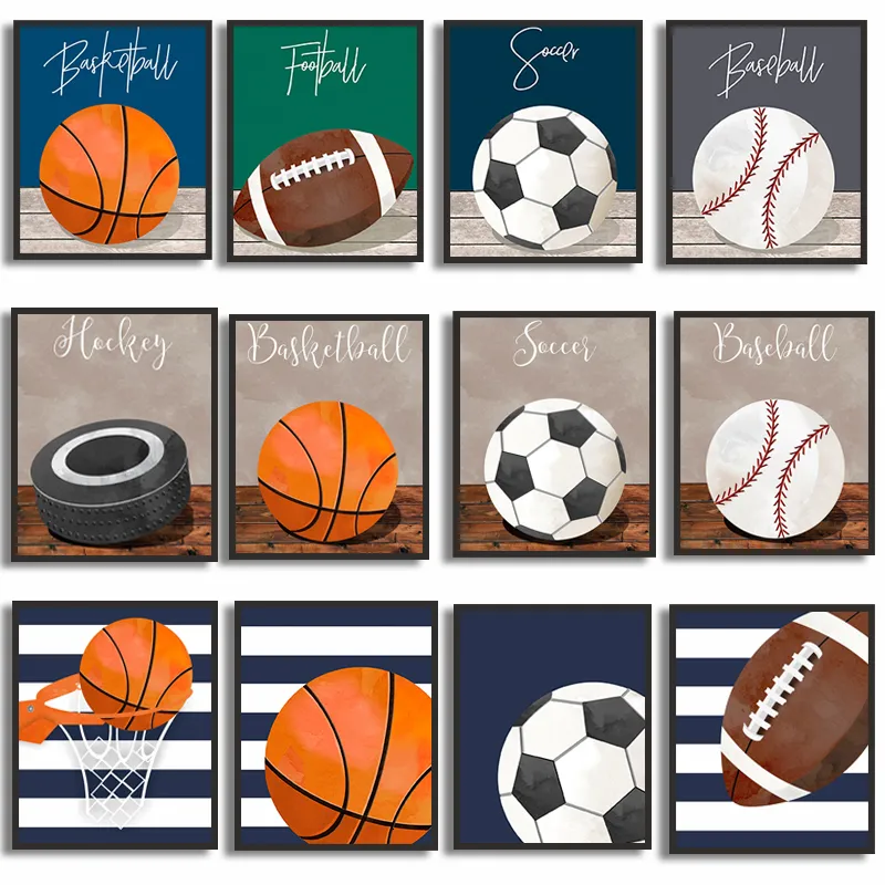 Paintings Basketball Baseball Football Golf Canvas Painting Sport Nursery Wall Art Poster and Prints Kids Baby Teen Room Decor Home Decor 230823