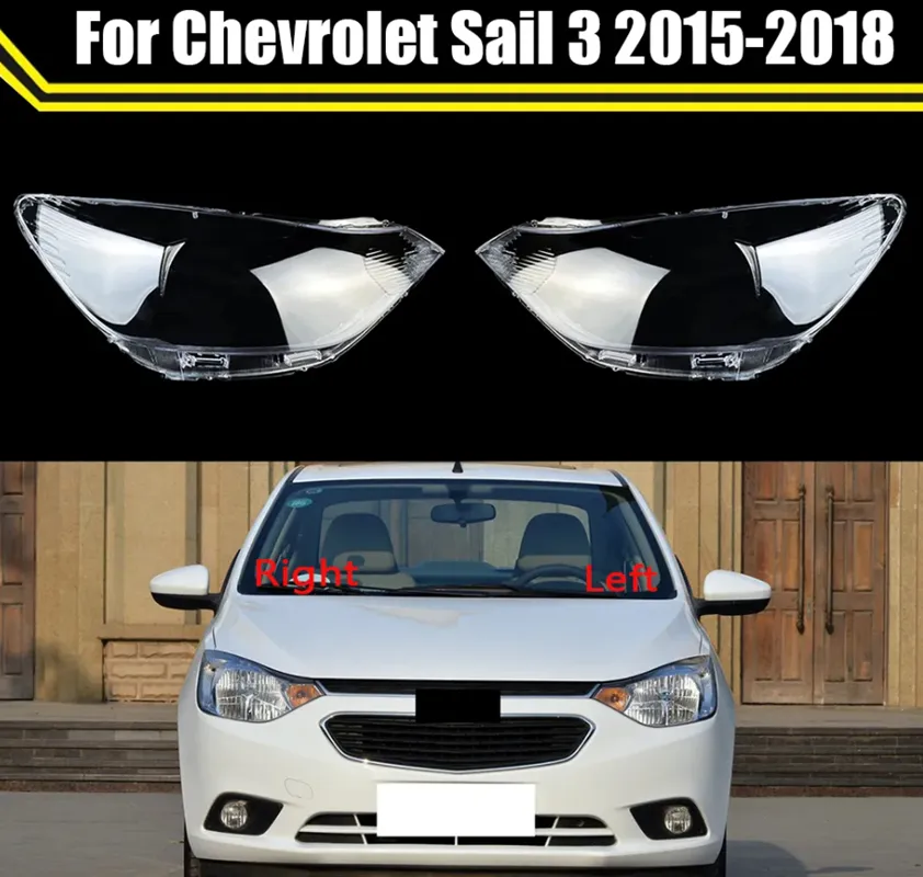 Carcasa de pantalla de lente de cristal frontal de coche para Chevrolet Sail 3 2015-2018, funda de luz transparente para coche, cubierta de faro