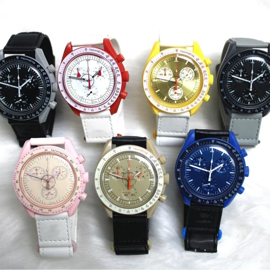 디자이너 시계 남성 여성 운동 시계 Quarz Bioceramic 42mm 디자이너 고급 나일론 시계 대역 행성 Montre Limited Edition Master Wristwatches