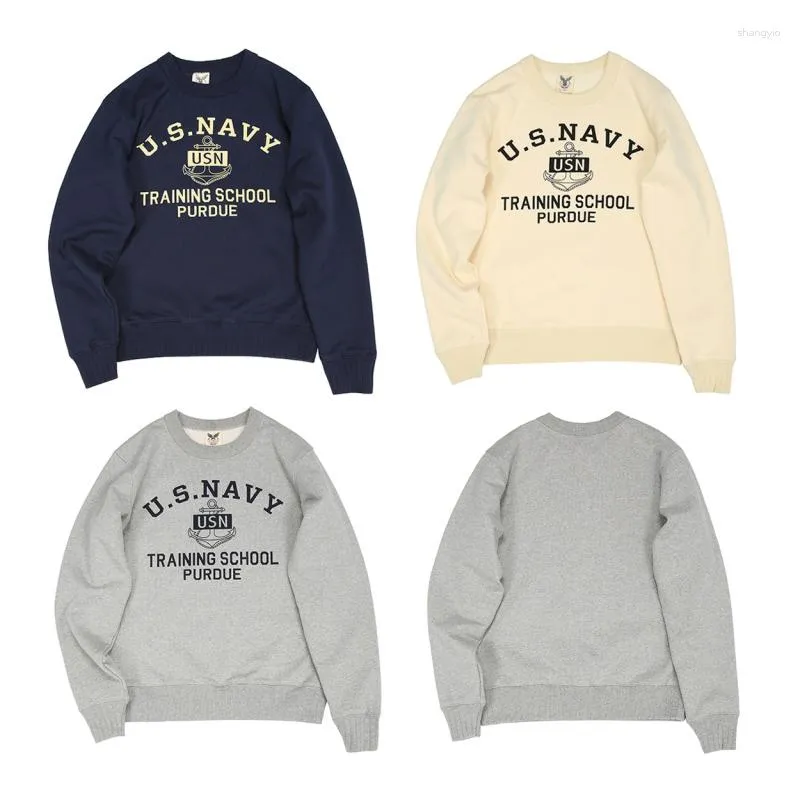 Herrtröjor bob dong vintage militär amerikansk marin crewneck tryckt amekaji män tröjor