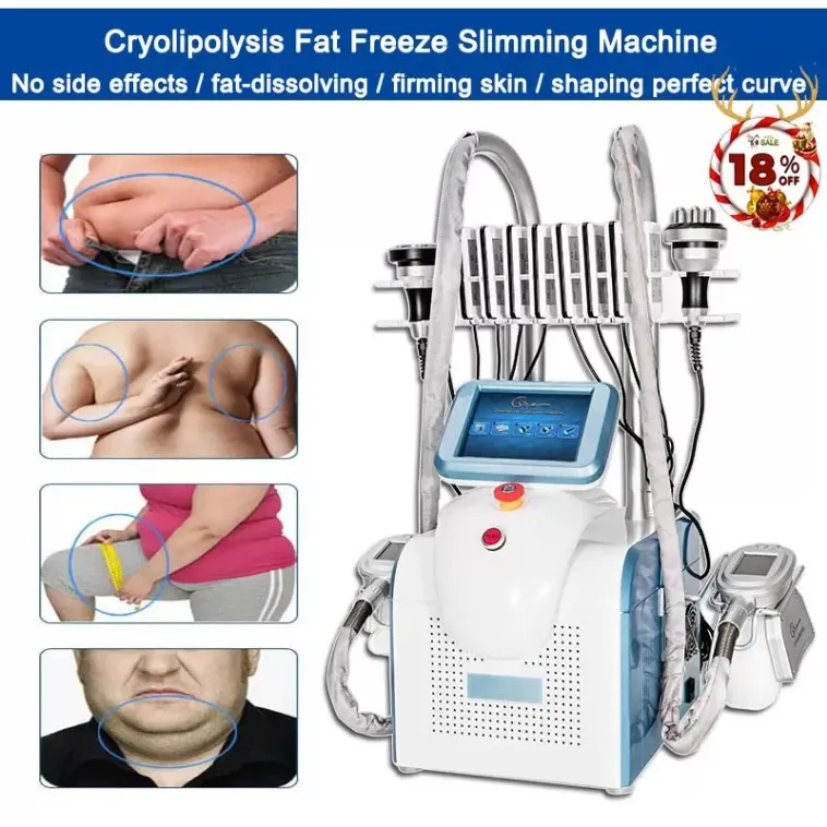 Máquina de emagrecimento gordura congelada cintura magro cavitação rf redução de gordura lipo laser 2 alças trabalho no momento