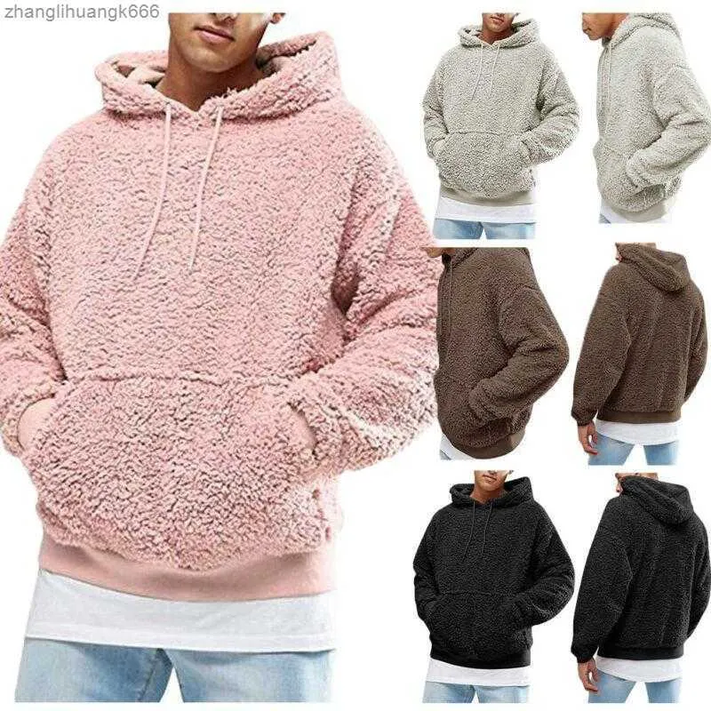 heren hoodies sweatshirts winter mannen warme faux bont teddybeer hoodie capuchon sweatshirt tops pullover casual baggy jas putwear