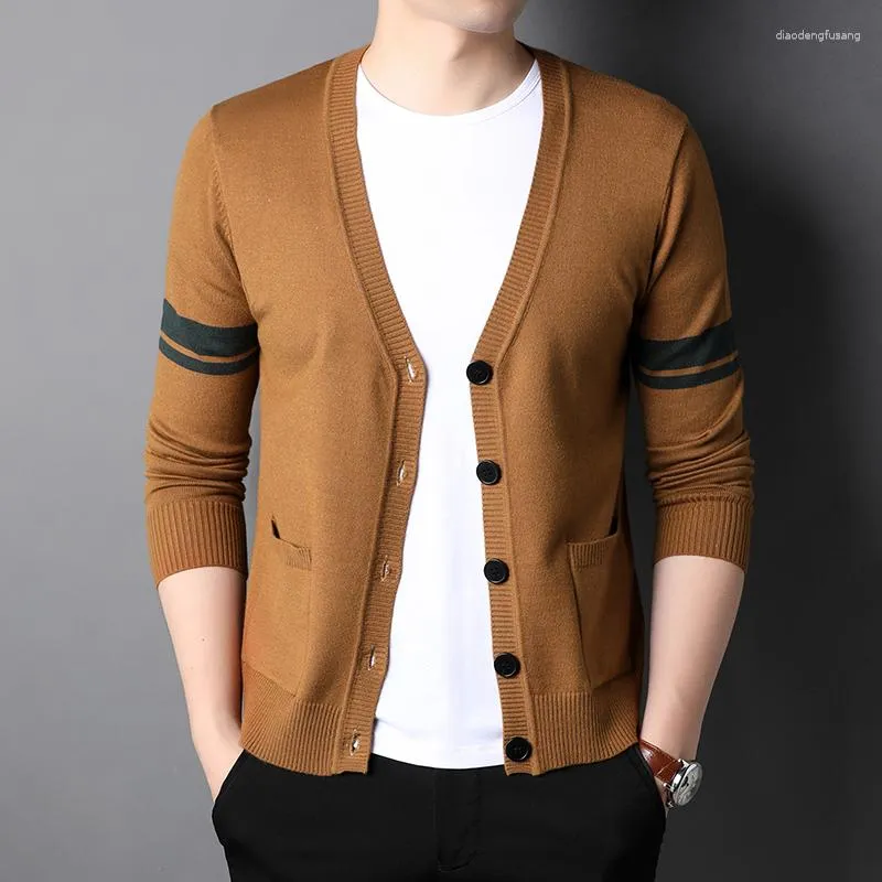 Sweaters voor heren Cardigan V Nek Hoge kwaliteit Lange mouw met één borsten met één borsten Business Casual Male 3xl