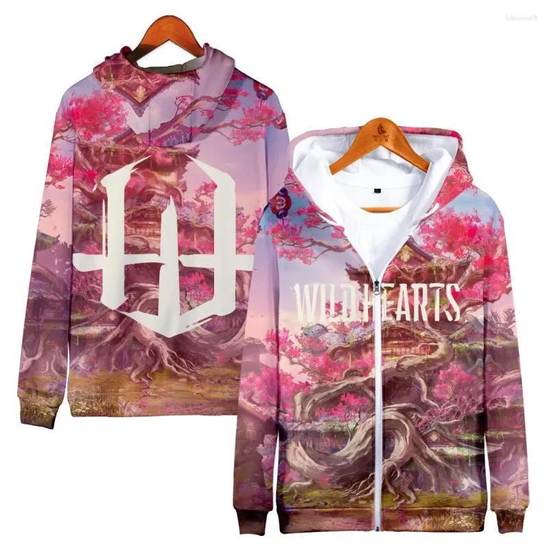 Kadın Hoodies Wild Hearts Fermuar Unisex Moda Zip Up Kapşonlu Sweatshirt 3D Sokak Giyim Giysileri