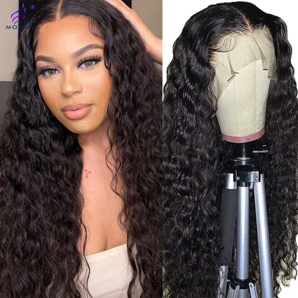 Curly Human Human Human Lace Frontal Wig 13*4 13*6 peruca frontal de renda Remy 150% Modern mostra cabelos brasileiros para mulher negra