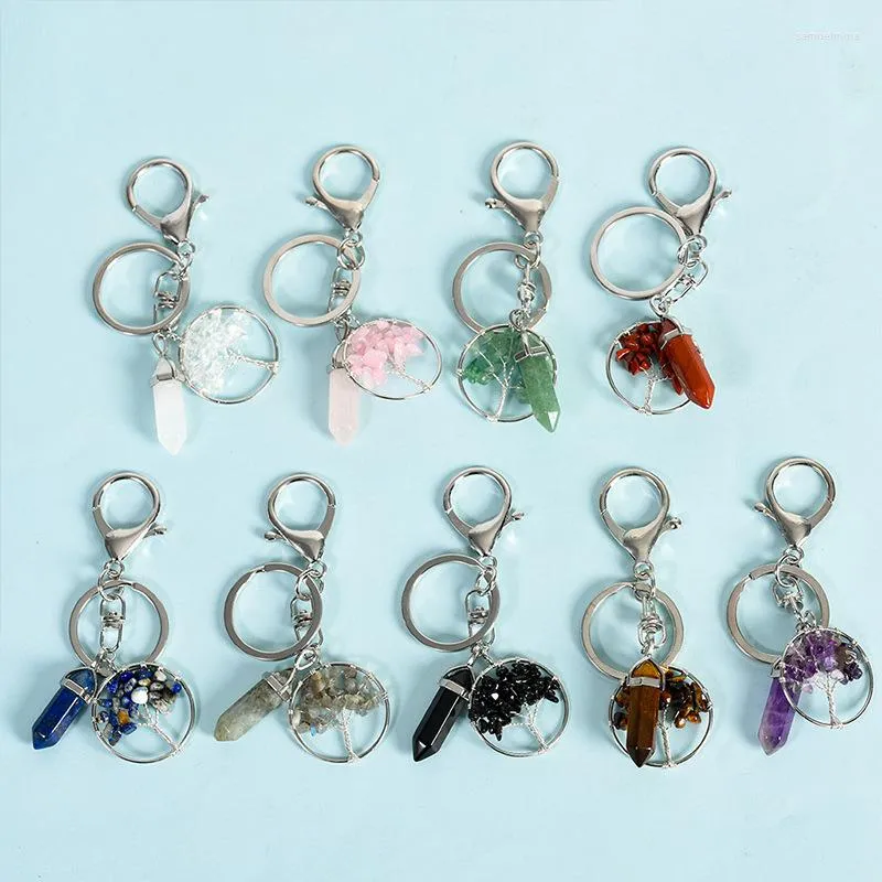 Tree Of Life Natural Chip Keychains Set Of 10 Amethyst, Rose Quartz, Chakra  Hexagon Pillar Keyring For Car And Bag Pendants From Samuelmora, $16.58