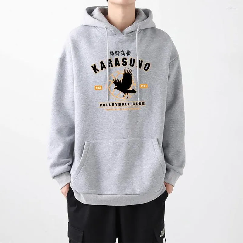 Men's Hoodies 2023 KARASUNO Mens Fashion Loose VOLLEYBALL CLUB Hoodie Cute Crewneck Haikyuu Sweatshirt Autumn Fleece Pocket Clothes Ma