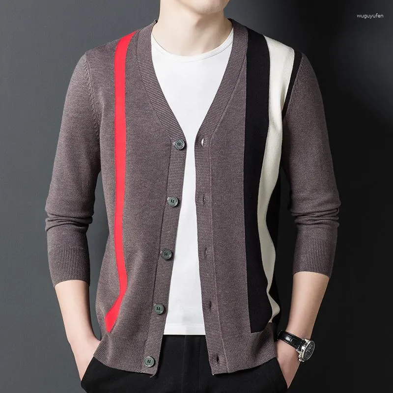 Men's Sweaters Winter 2023 Autumn Knitted Sweater Fashion Single Breasted Business Casual Classic Khaki V-Neck Cardigan