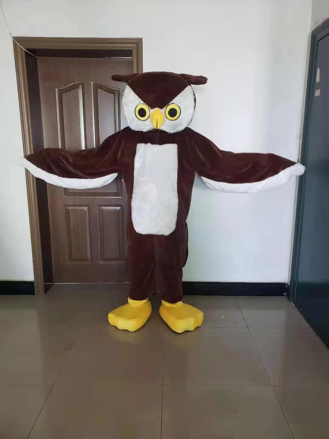 Adult Owl Mascot Costume With Large Yellow Eyes And... From ...