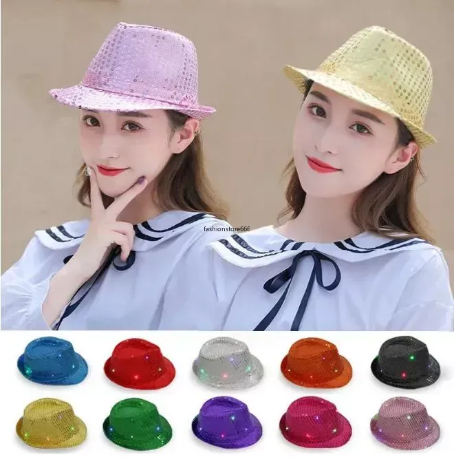 Jazz Rapper Hat LED Jazz Hats Flashing Light Sequin Caps For Stage... From ...