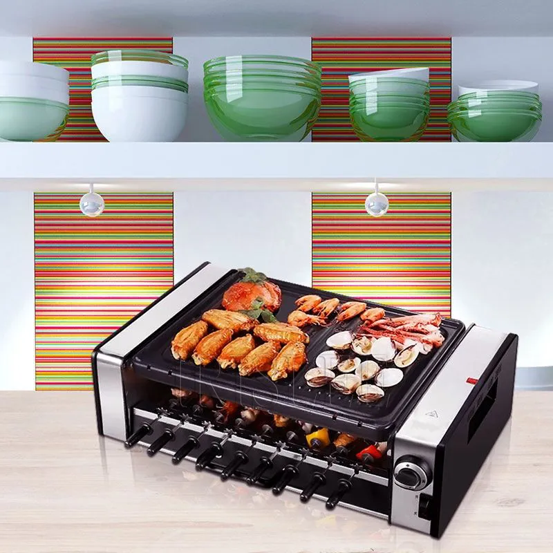 Automatic Rotating Electric BBQ Grill - Indoor Barbecue Machine with 10 ...