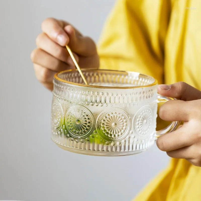 Verres à vin de 450ml, Style européen, verre à poignée transparente, tasse à café, lait, Phnom Penh, tasses à thé ménagères, ustensiles de cuisine