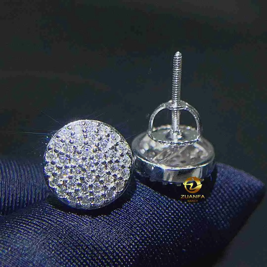 Boucles d'oreilles à vis pour hommes, bijoux fins, luxe, plaqué or, argent Sterling 925, diamant Moissanite glacé