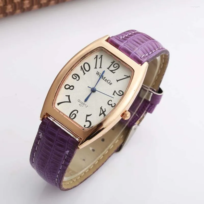 Wristwatches Fashion 2023 Top Brand Womage Watches Women Tonneau Casual Clock Leather Quartz Wristwatch Relojes De Mujer For Gift