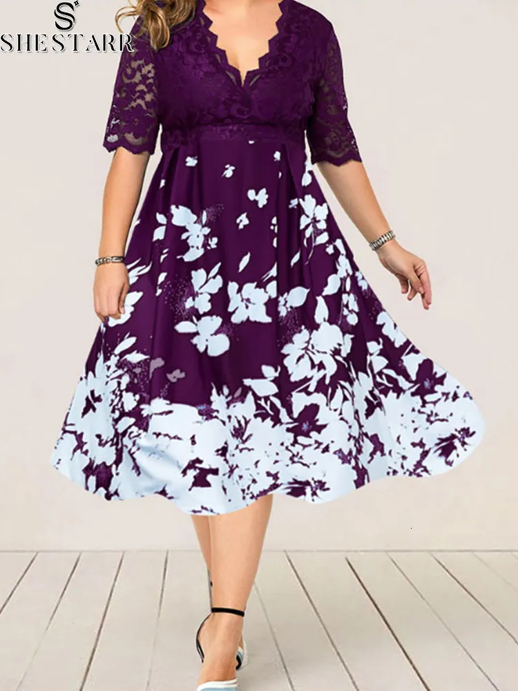chinese dress ladies Blue Planet | Bridesmaid Plus Size Lace Pocket Midi Dress main image 1