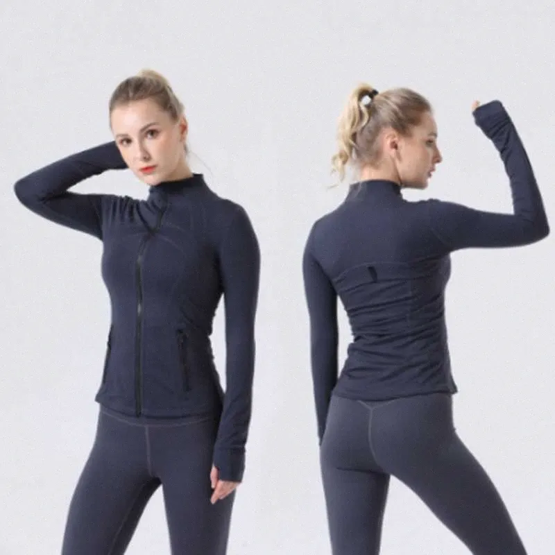 Luluemon Align Giacca da Donna Lululu Yoga a Maniche Lunghe Tinta Unita Nudo Sport Modellante Vita Stretta Fitness Allentato Jogging Abbigliamento Sportivo Luluemenlu