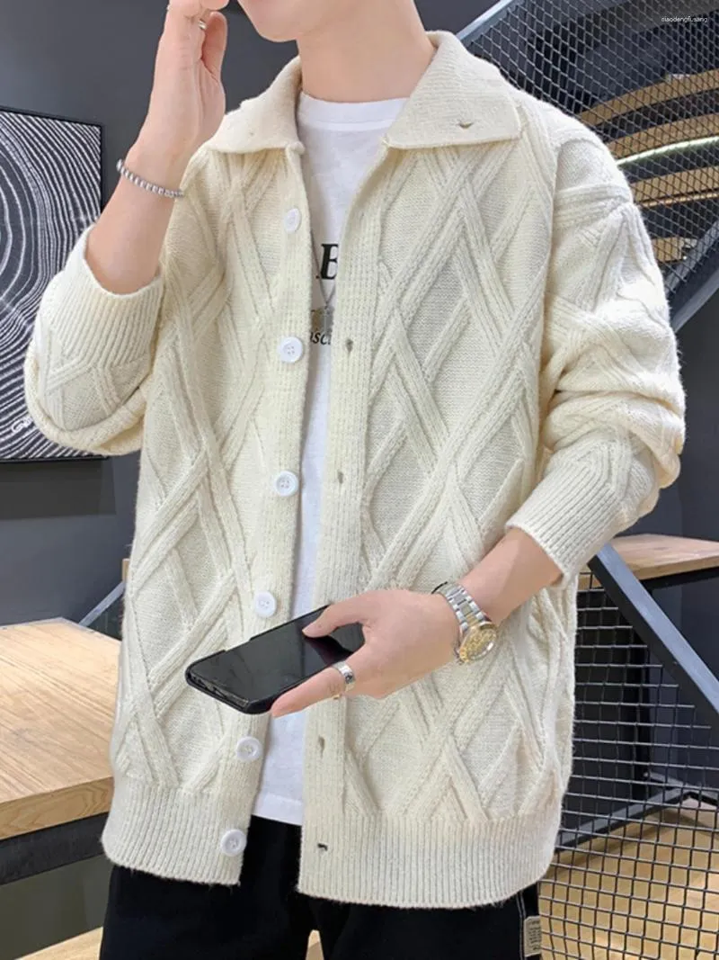 Herrenpullover High End Casmer Cashmere Cardigan Pullover Solid Color Stick Pure Woll Coat Style Strickwear B58