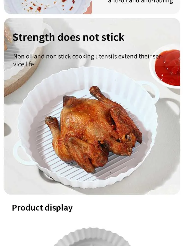 Reusable Silicone Currys Deep Fat Fryer Tray Set Round Basket For Pizza