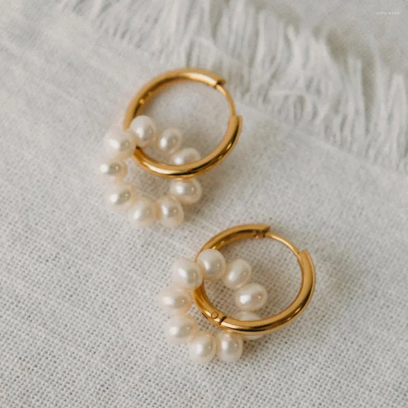 Stud Earrings KKBEAD Natural Freshwater Pearl Earring Wholesale Ear Ring For Women Stainless Steel Hoop 2023 Fashion Female Jewelry