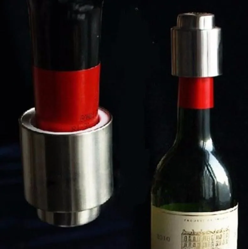 Wine Stopper Stainless Steel Vacuum Sealed Red Wine Bottle Stopper,Pump Inside - Super Easy to Keep Your Best Wine 