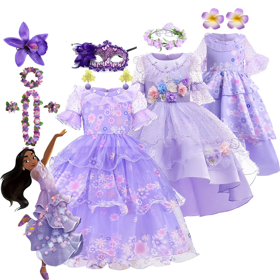 Enfants Filles Encanto Princesse Mirabel Robe Carnaval Cosplay
