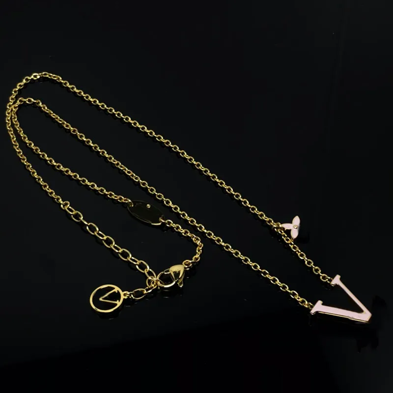 Bracelet de collier de perles roses pour femmes Diamants Pendentif chaîne hommes chocker Colliers de mode Designer bijoux en acier inoxydable G2308249Z-6
