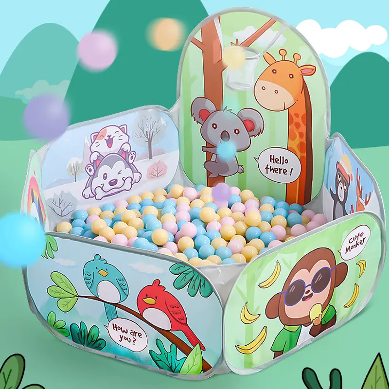 Rail Baby Cartoon Ball Pit Kids Playpen Dry Basen Balls Baby Ball Basen Basketball Hoop Playpen Namiot dziecięcy Park zabaw dla dzieci 230823