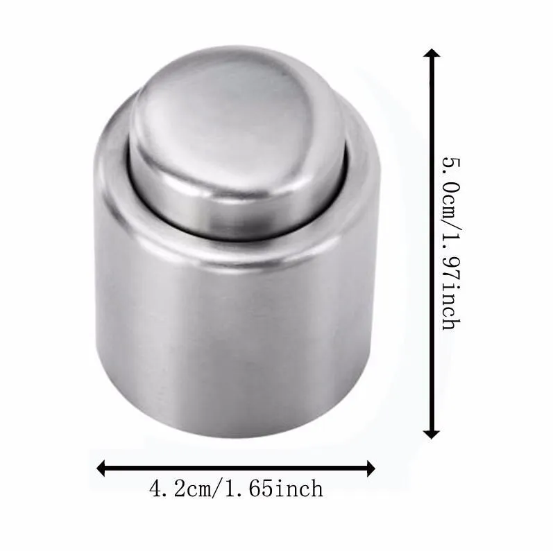 Wine Stopper Stainless Steel Vacuum Sealed Red Wine Bottle Stopper,Pump Inside - Super Easy to Keep Your Best Wine 