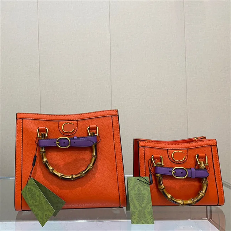 Diana -Einkaufstasche Frau Luxus Bambus Gelenk Handtasche Orange Umhängetasche Designer Marke Einkaufstasche 2 Größen Vintage Cross Lod Bag Geldbörsen