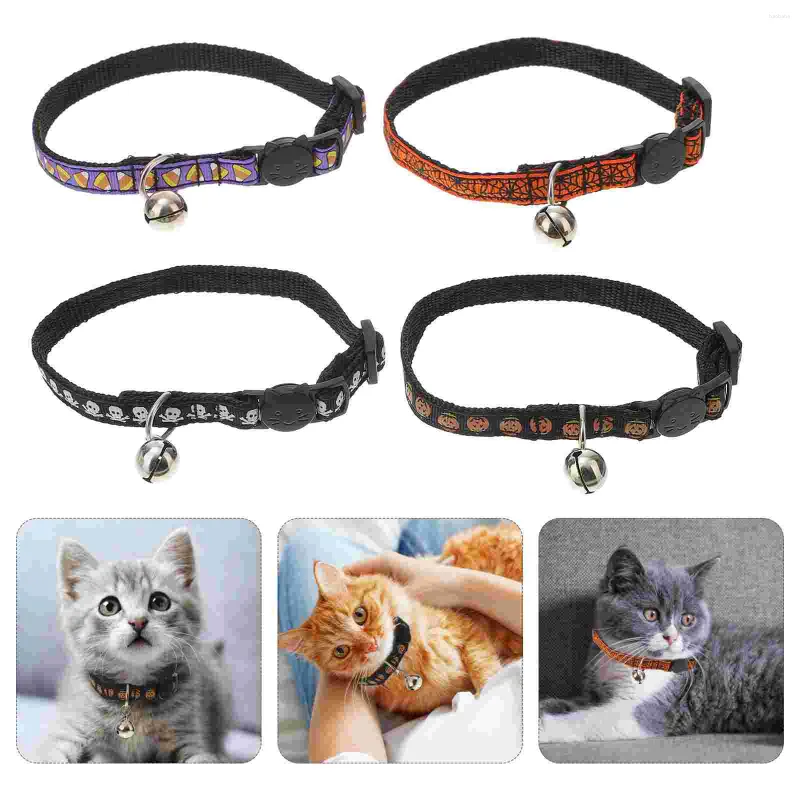 Colarinhos de cachorro 4 pcs role traje de gato bell acessórios Aproveite o pescoço de animais de estimação Strap nylon