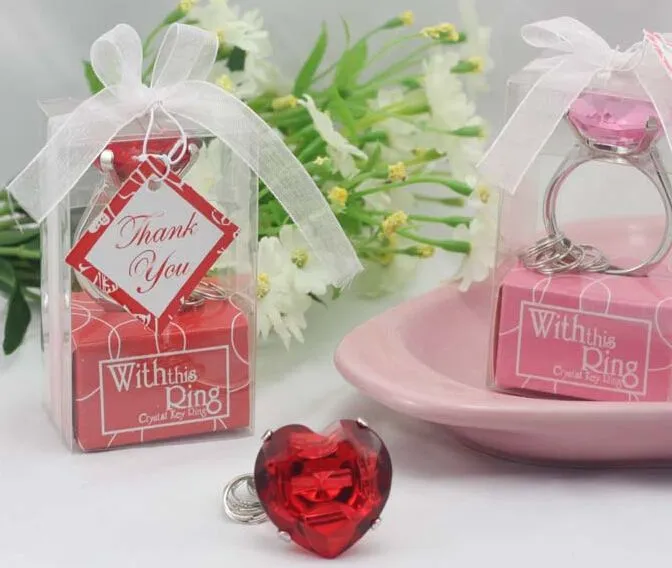 With this Ring Diamond Keychain White Key Chain Wedding Favors and gifts