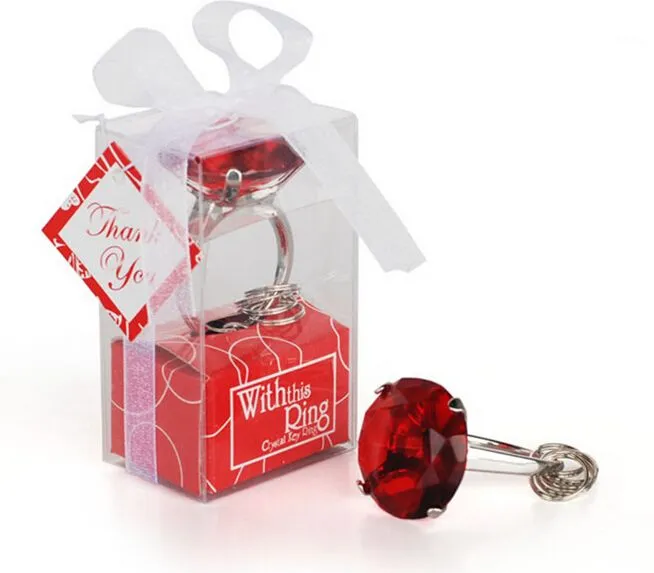 With this Ring Diamond Keychain White Key Chain Wedding Favors and gifts