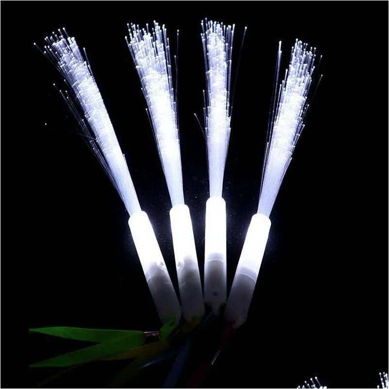 Other Home Garden 20Pcs 26Cm White Light Led Fiber Optic Flashing Stick Glow Luminous Magic Rod Wand Festival Decor Party Kids Toys Dhdht