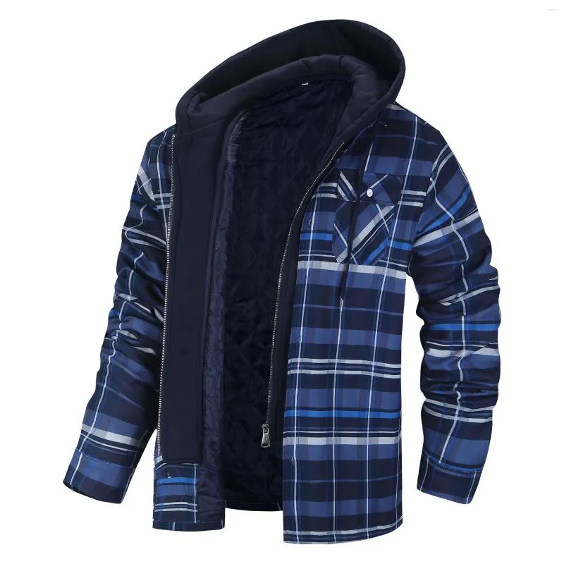 Men's casual thick plaid hooded jacket new arrivals