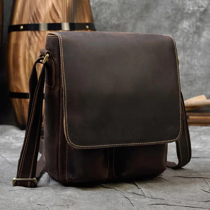 Schooltassen heren schoudertas echte lederen mannen sling koe skin crossbody messenger mannelijk