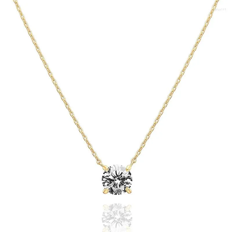 Pendentif Colliers 14K Plaqué Or Cristal Collier Collier Dainty CZ Zircon Simple Clavicule Chaîne Bijoux De Mode Pour Femmes Fille Cadeau