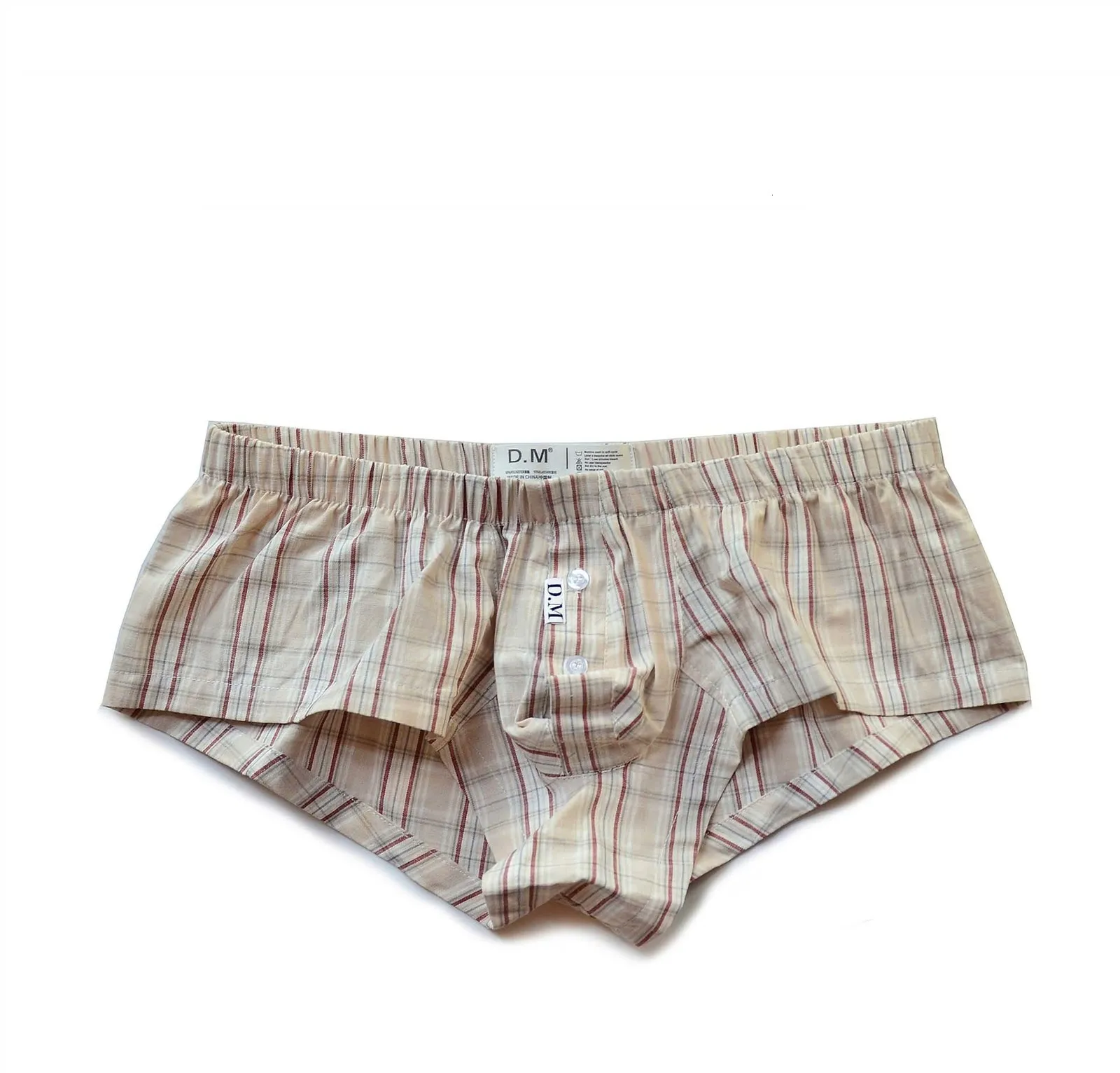 Onderbroek heren ondergoed Laagbouw sexy plaid huisbroek mode bokser briefs ademende los slipjes katoen gay soft underpants 230823