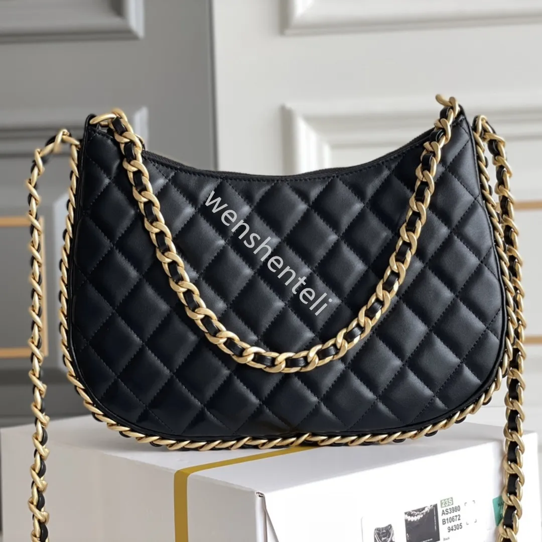 Łańcuch kanałów Crescent Designer Bag dla kobiety luksusowe skórzane torby hobo crossbody Zipper Diamond Wzór na ramię 10A TOP RAMAND TIRCESURYS AS4368