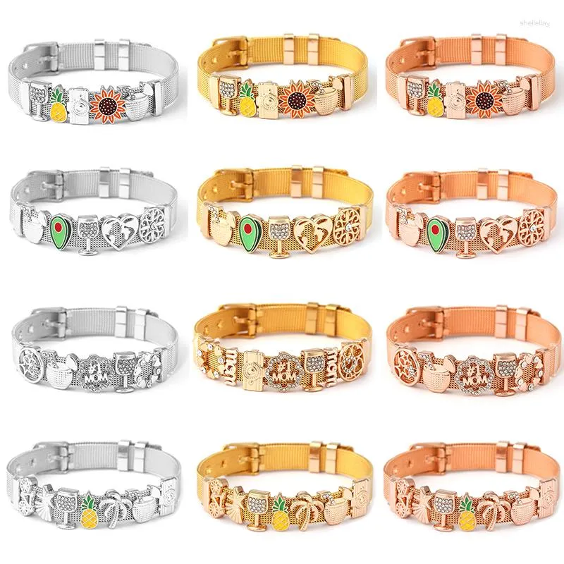 Bracelets de charme 2023 Keeper Bracelet en acier inoxydable Lady DIY Mode Tempérament Daisy Fleur Verre à vin Simple Femmes