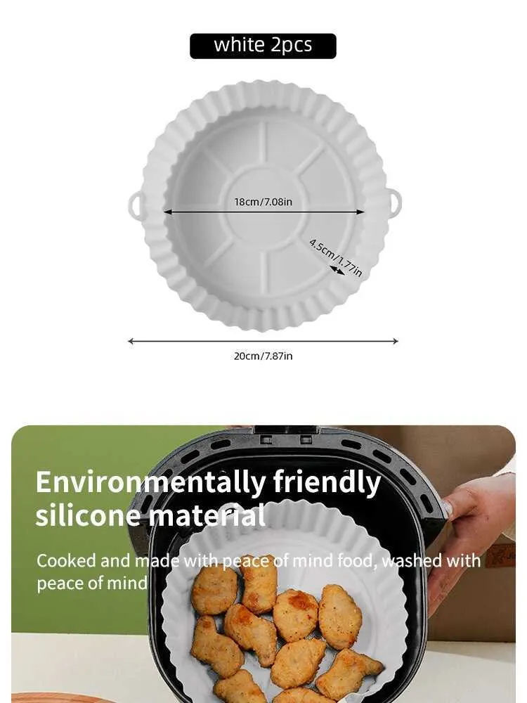 Reusable Silicone Currys Deep Fat Fryer Tray Set Round Basket For Pizza
