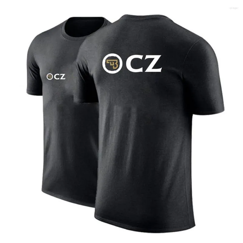 Camisetas masculinas cz ceska zbrojovka homens verão rápido seco manga curta camisa de fitness sport correndo roupas esportivas respiráveis ​​roupas de homem