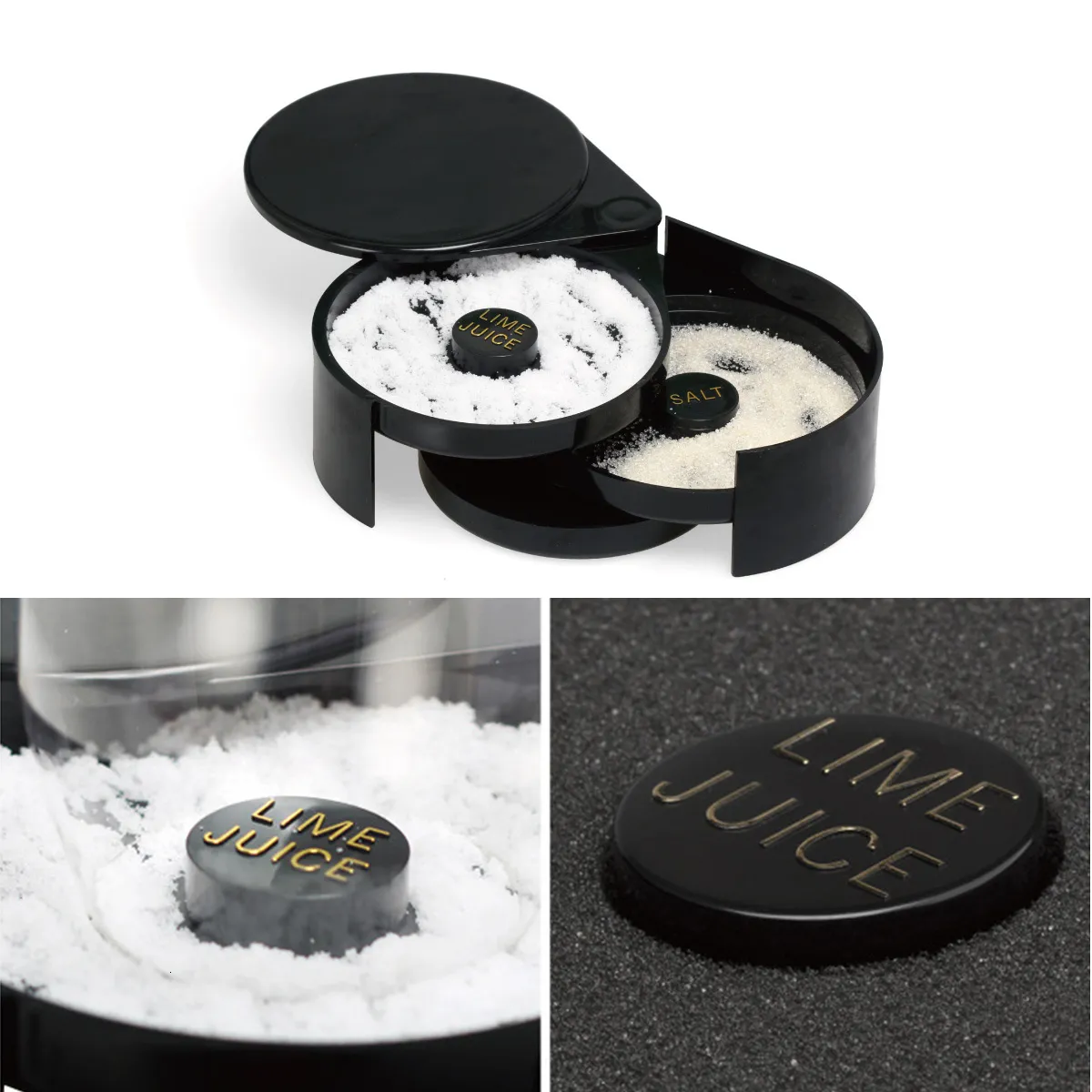 HEJULIK 1 Pack 3 Tier Bar Glass Rimmer For Margarita And Cocktail Bartender Tool Salt Box Spice Container