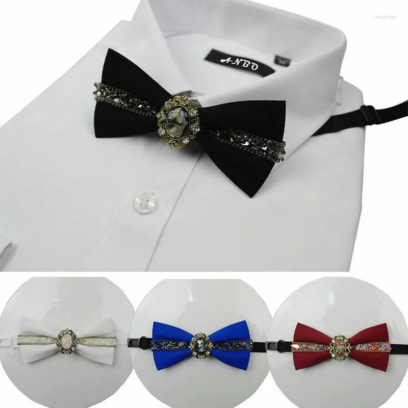 Bow Ties Korean Luxury Diamond Tie Brooch Flower Bowtie British Men's Wedding Suit Klädtillbehör